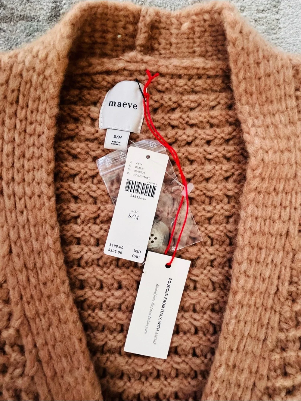 Maeve Oversized Waffle Knit Cardigan - Camel Brown